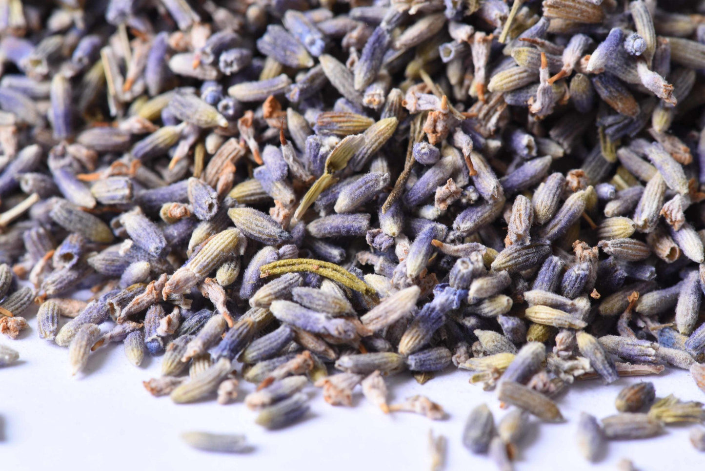 Close-up of dried culinary lavender buds, ideal for tea blends and seasoning recipes