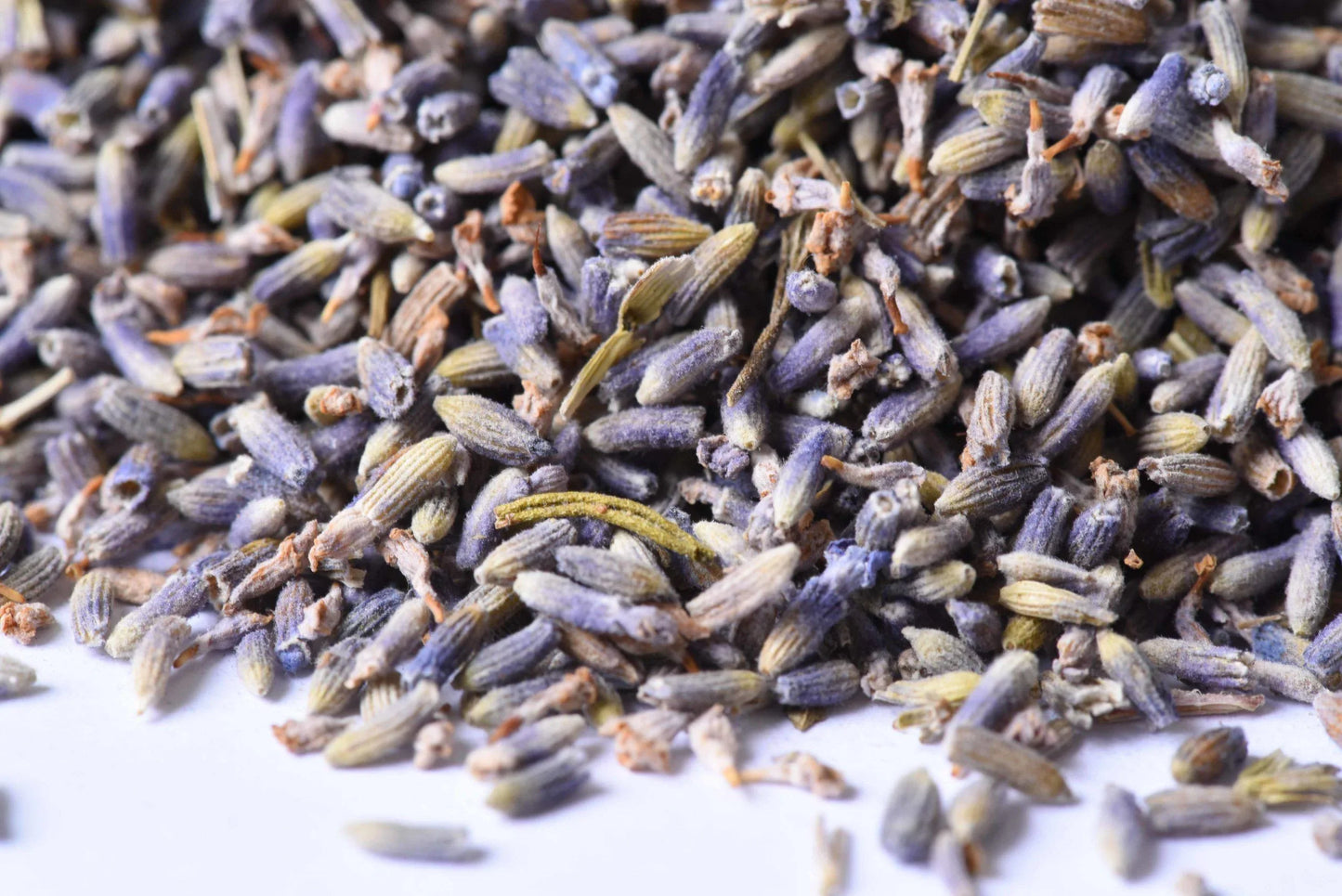 Close-up of dried culinary lavender buds, ideal for tea blends and seasoning recipes